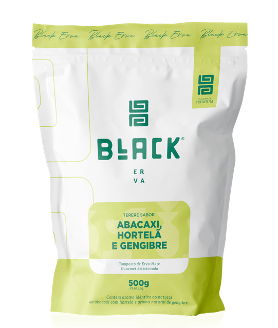 Embalagem Black Erva ABACAXI COM HORTELÃ E GENGIBRE
